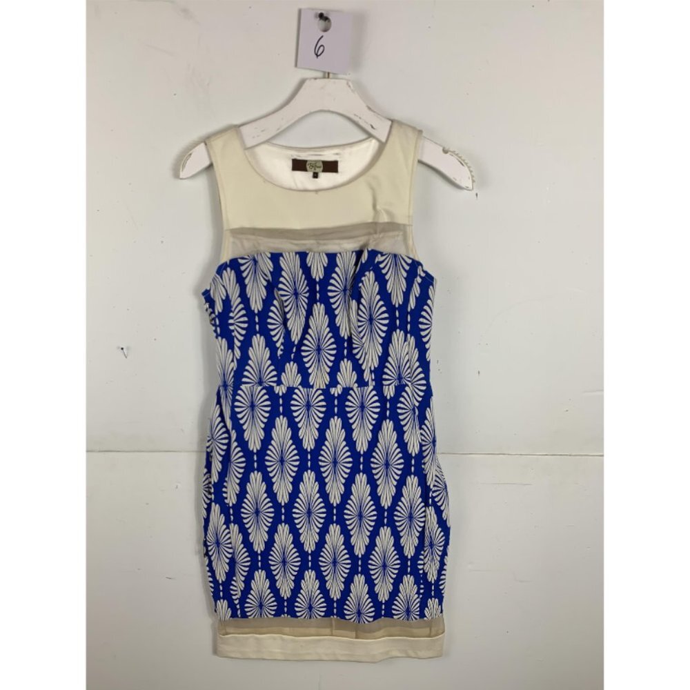Anthropologie Eva Franco Mini Blue Sleeveless Print Dress
